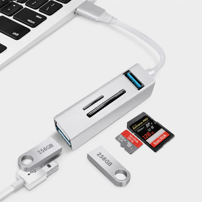 ADAPTADOR USB 3.0 + LECTOR SD/MSD + 3 USB 3.0 (5 EN 1) Q-HU803