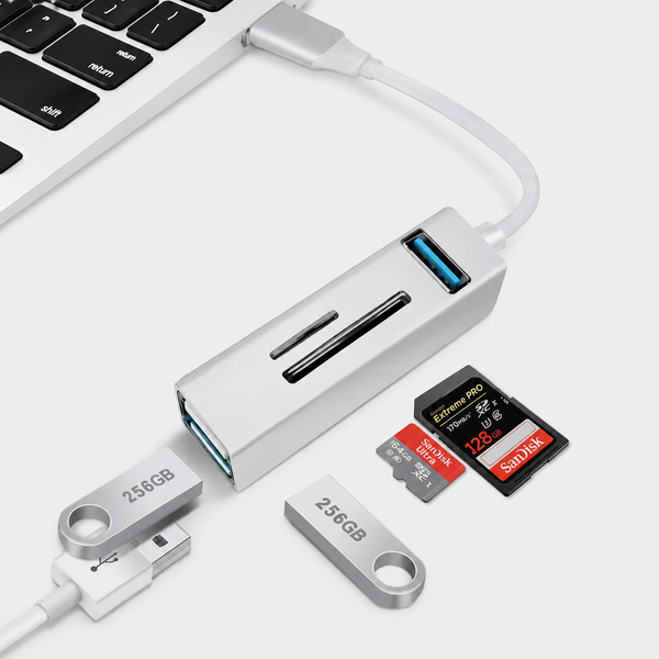 ADAPTADOR USB 3.0 + LECTOR SD/MSD + 3 USB 3.0 (5 EN 1) Q-HU803