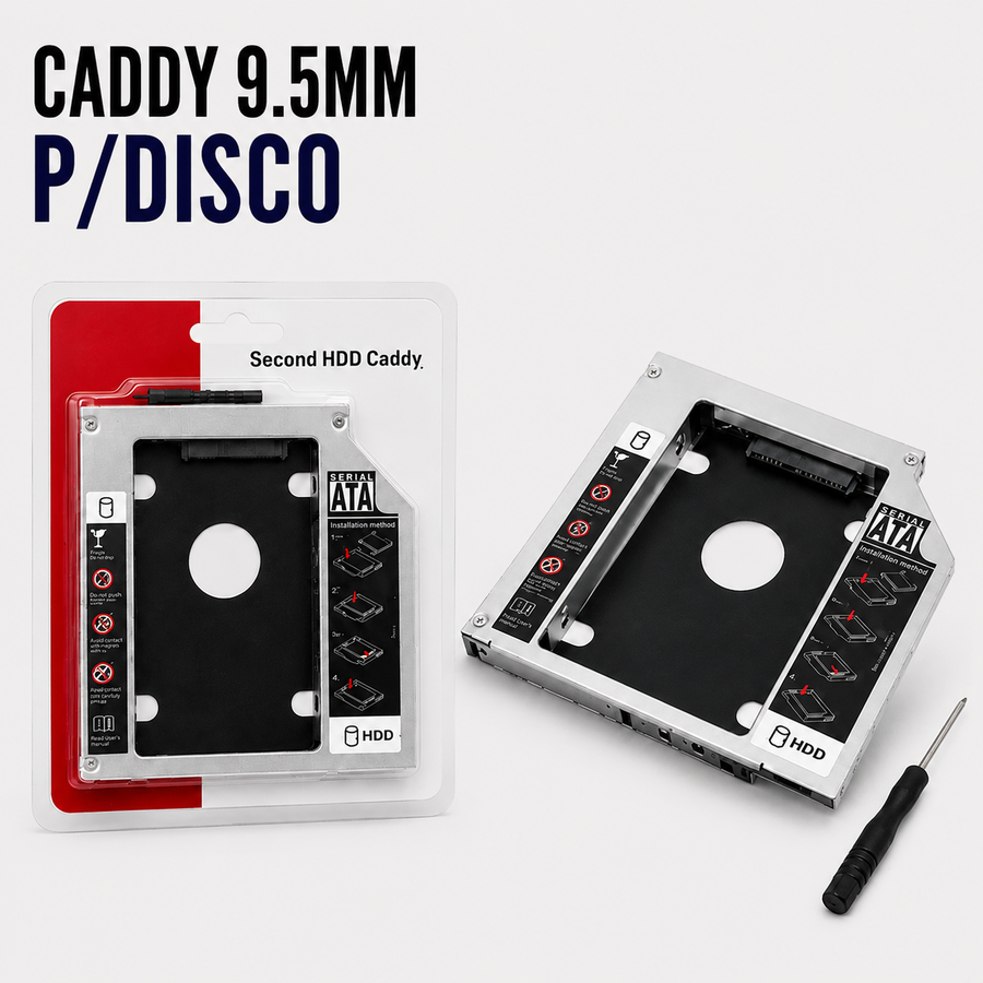 Caddy SATA 9.5 mm para Segundo Disco Duro / SSD de Laptop