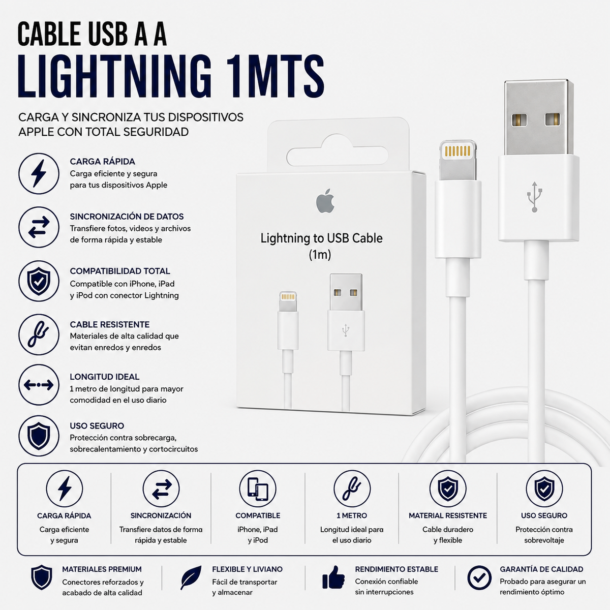 Cable USB a Lightning 1 Metro