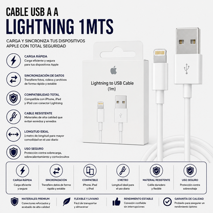 Cable USB a Lightning 1 Metro