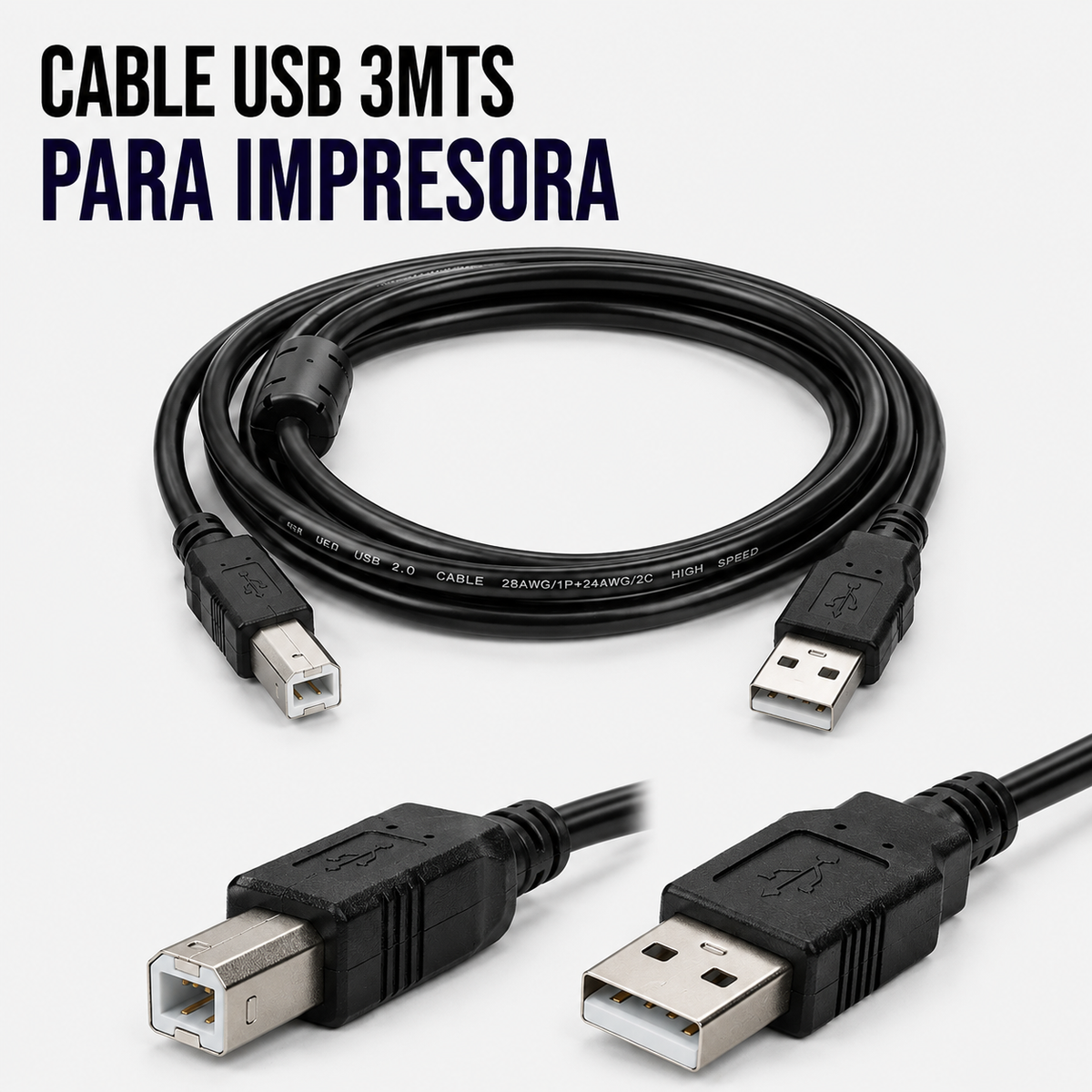 Cable USB para Impresora 3 Metros