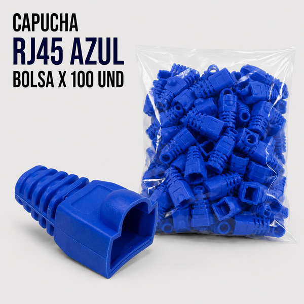 Capucha RJ45 Azul – Bolsa x 100 Unidades