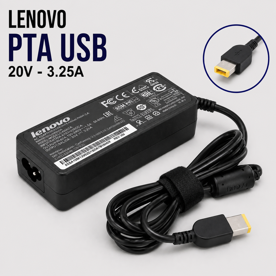 CARGADOR NB COMPATIBLE LEN 20V 3.25A PTA. USB