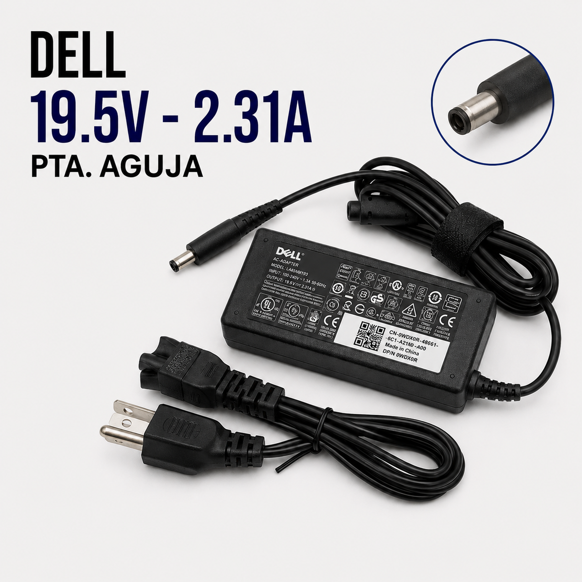 Cargador para Laptop Dell 19.5V 2.31A – Punta Aguja