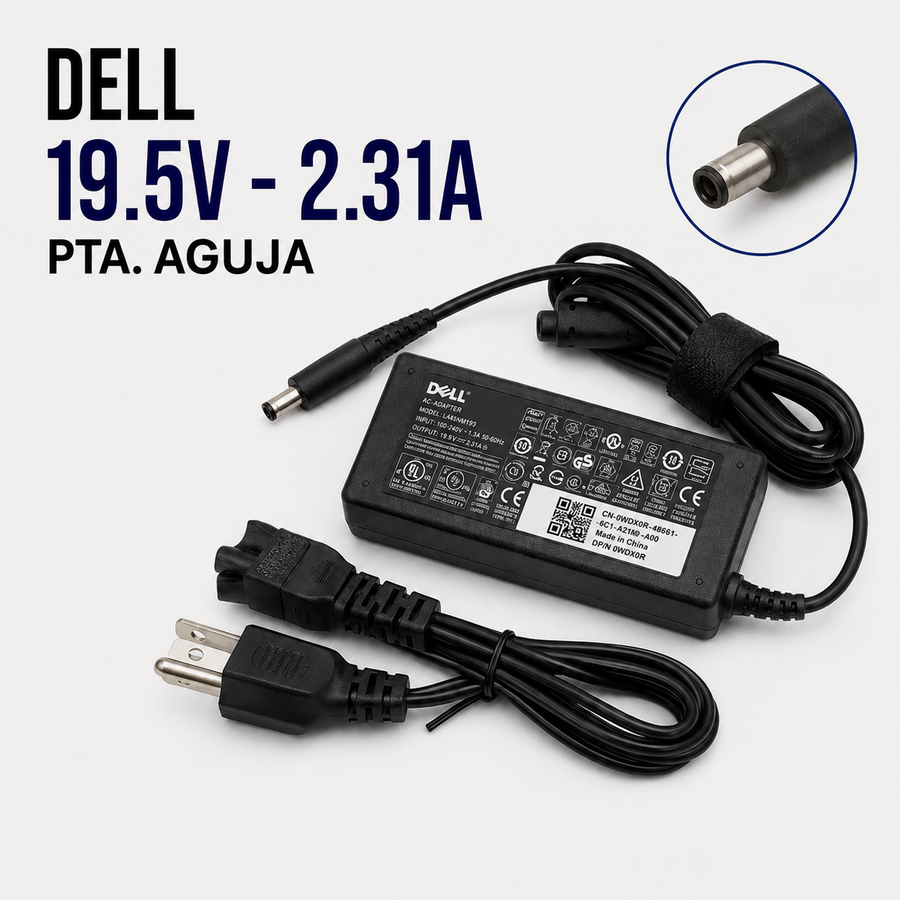 Cargador para Laptop Dell 19.5V 2.31A – Punta Aguja