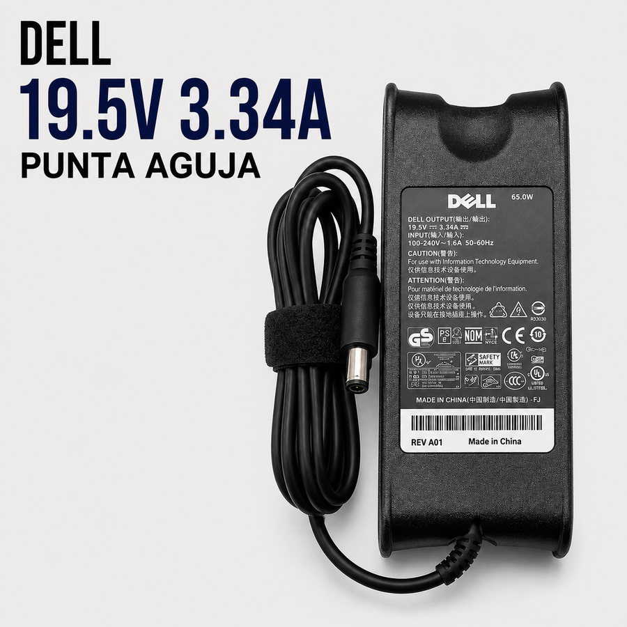Cargador para Laptop Dell 19.5V 3.34A – Punta Aguja