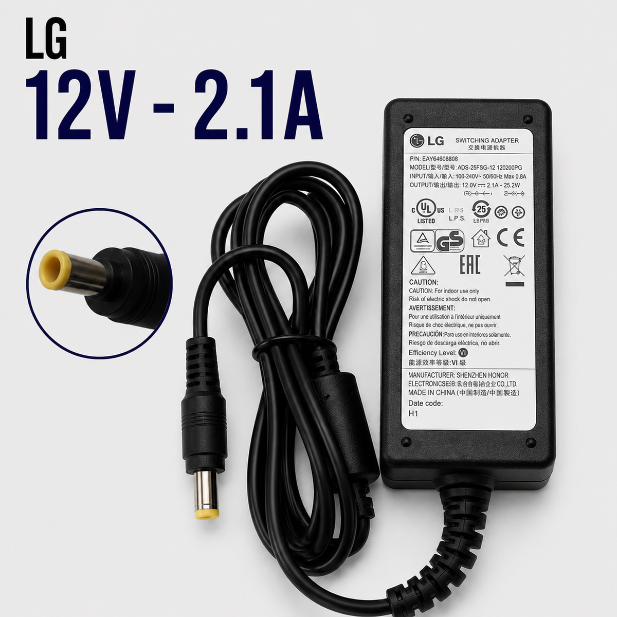 Cargador para Laptop LG 12V 2.1A