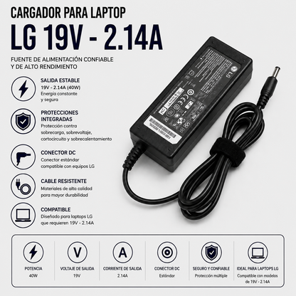 Cargador para Laptop LG 19V 2.14A
