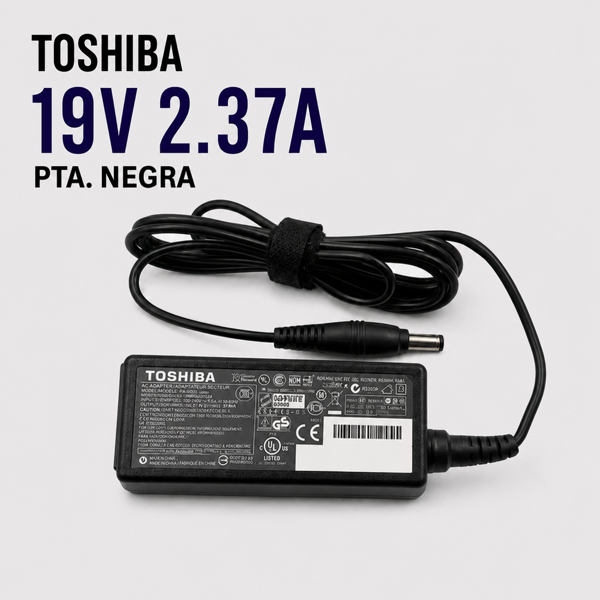 Cargador para Laptop Toshiba 19V 2.37A – Punta Negra