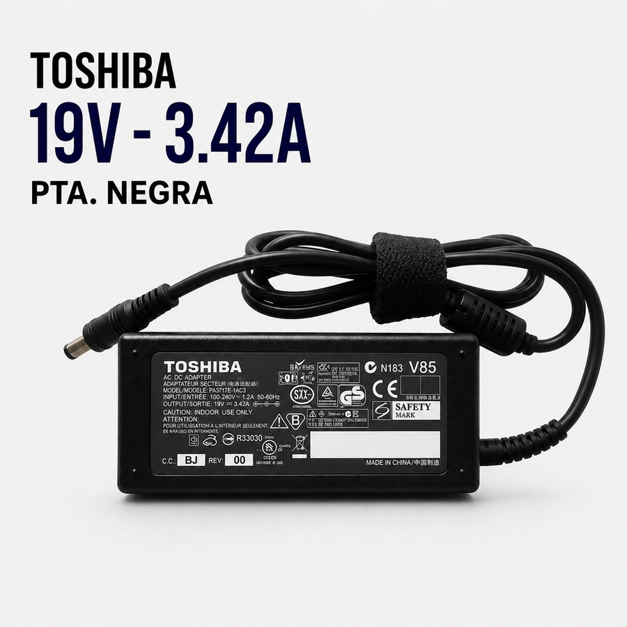 Cargador para Laptop Toshiba 19V 3.42A – Punta Negra