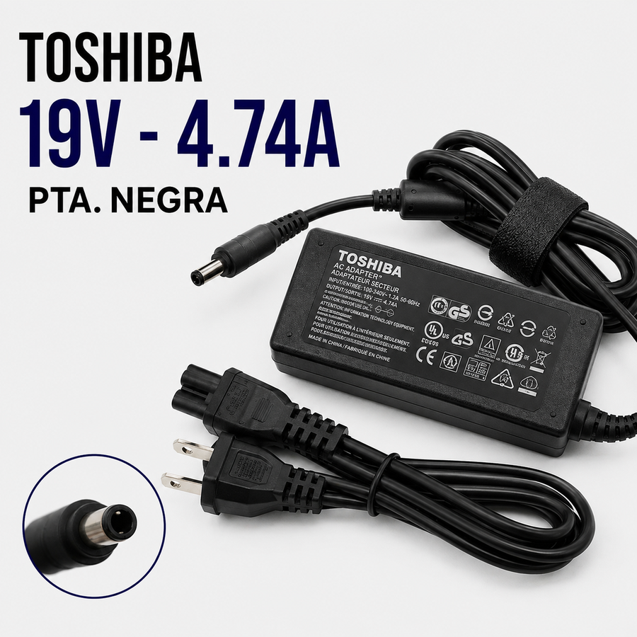 Cargador para Laptop Toshiba 19V 4.74A – Punta Negra