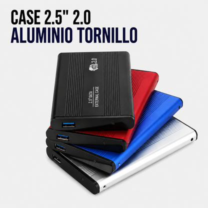 Case para Disco Duro Externo 2.5" USB 2.0 de Aluminio con Tornillos