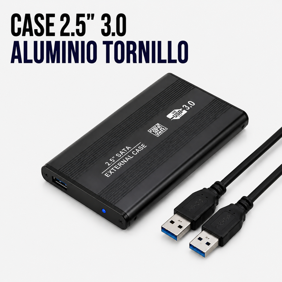 Case para Disco Duro Externo 2.5" USB 3.0 de Aluminio con Tornillos