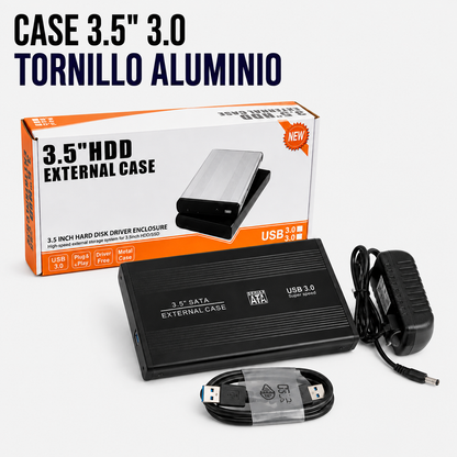 Case para Disco Duro Externo 3.5" USB 3.0 de Aluminio con Tornillos