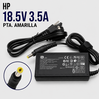 Cargador para Laptop HP 18.5V 3.5A – Punta Amarilla