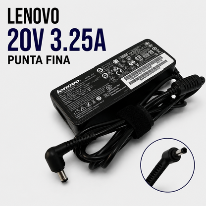 Cargador para Laptop Lenovo 20V 3.25A – Punta Fina