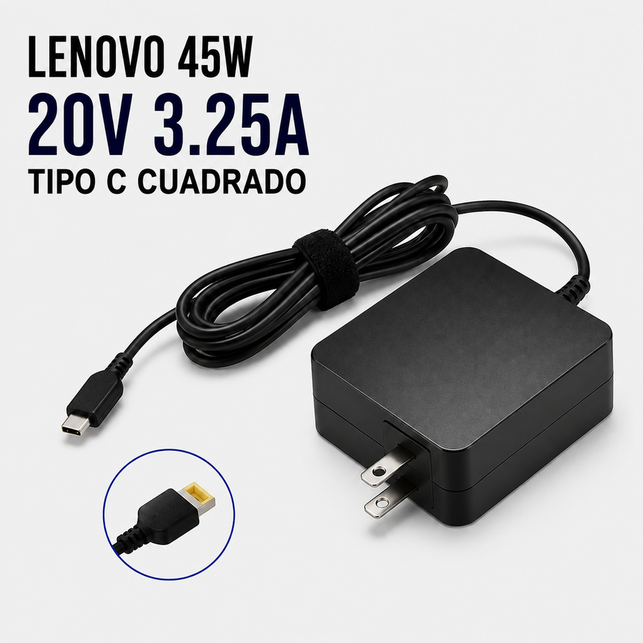 Cargador para Laptop Lenovo 45W 20V 3.25A USB Tipo-C