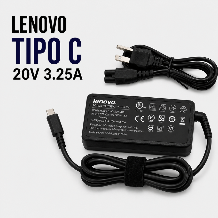 Cargador para Laptop Lenovo USB Tipo-C 20V 3.25A