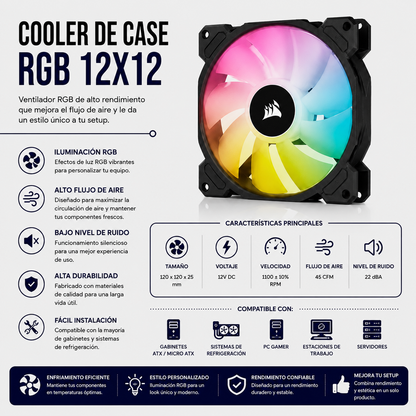 Cooler para Case RGB 12x12 cm