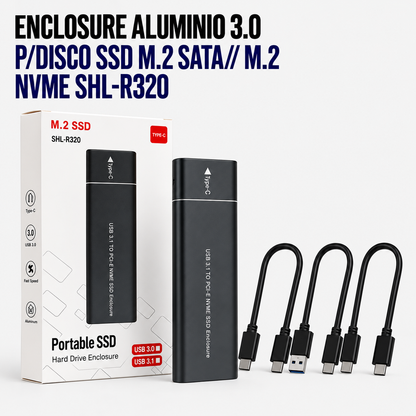Enclosure USB 3.0 de Aluminio para SSD M.2 SATA / NVMe SHL-R320