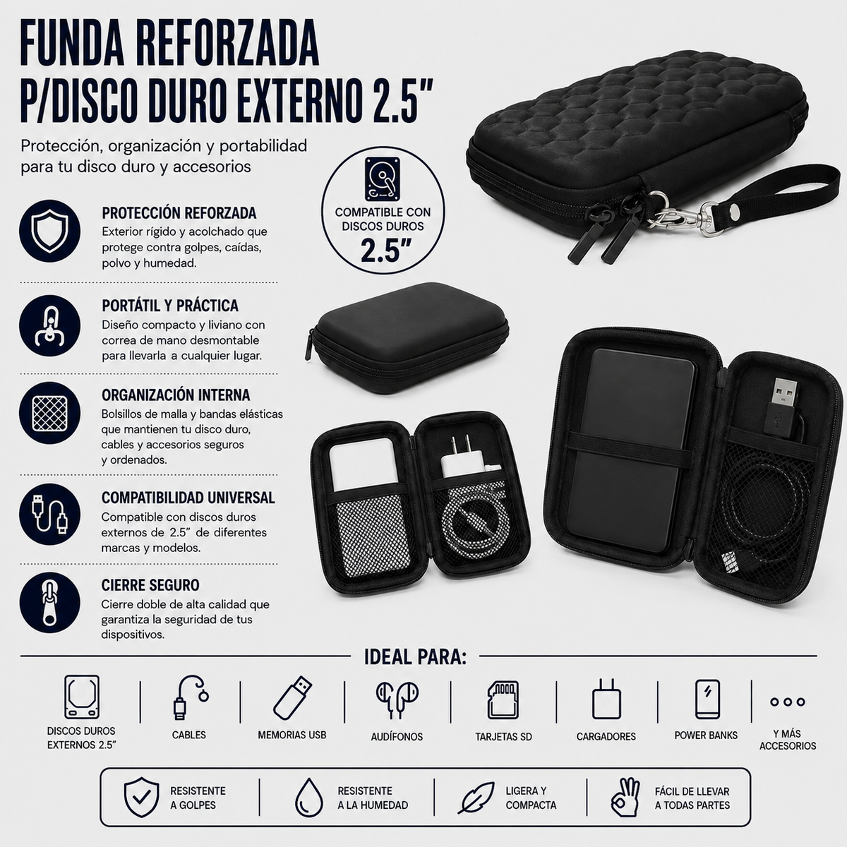 FUNDA REFORZADA P/DISCO DURO EXTERNO 2.5