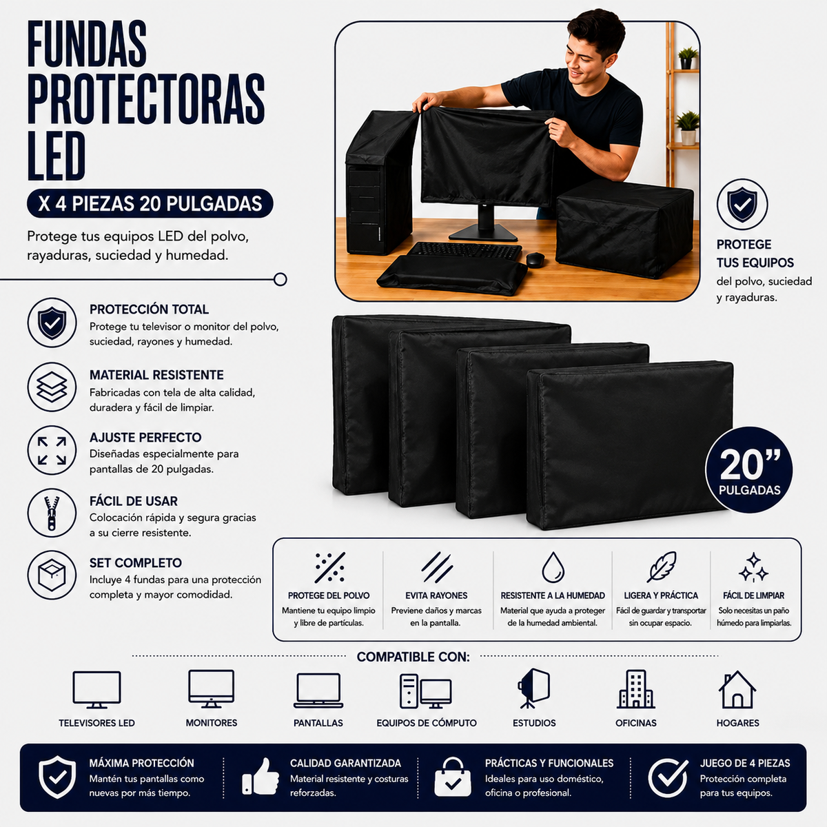 Fundas Protectoras para PC 4 Piezas – 20 Pulgadas