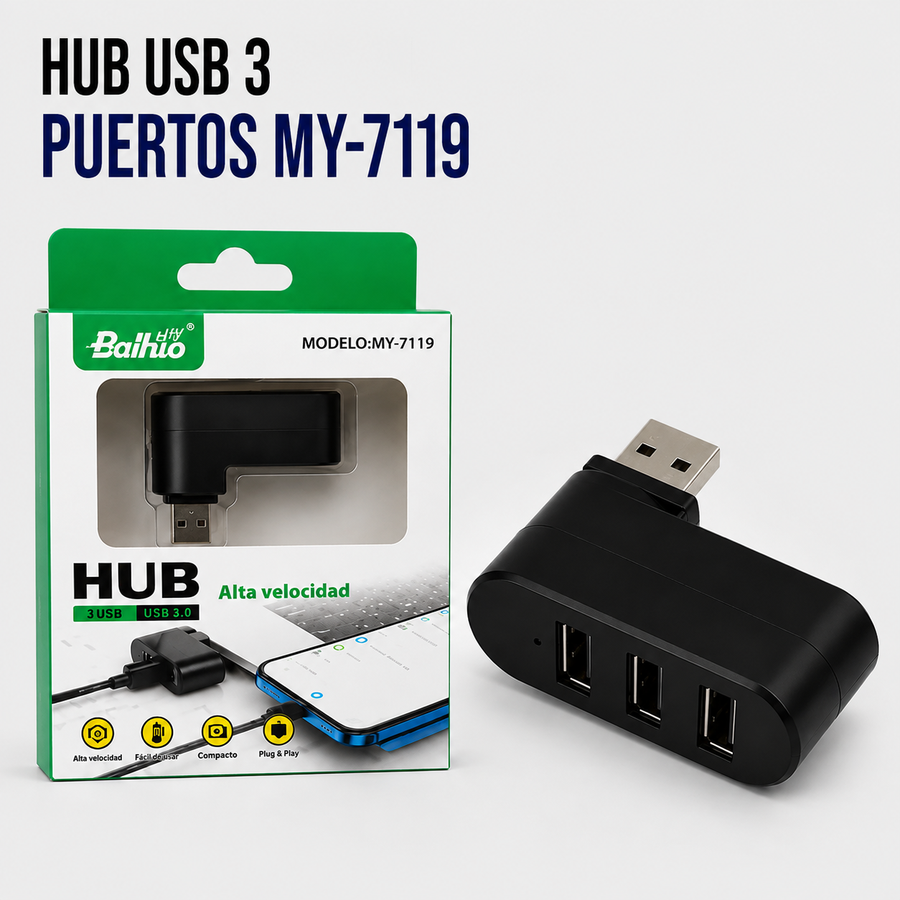 Hub USB de 3 Puertos MY-7119