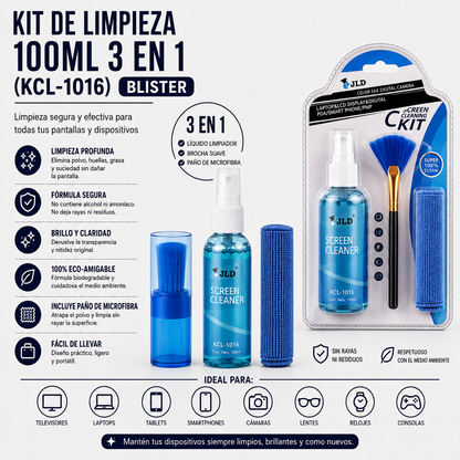 KIT DE LIMPIEZA 100ML 3 EN 1 (KCL-1016) BLISTER