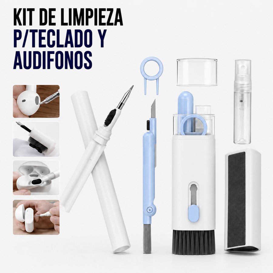 Kit de Limpieza para Teclado y Audífonos – Multifunción