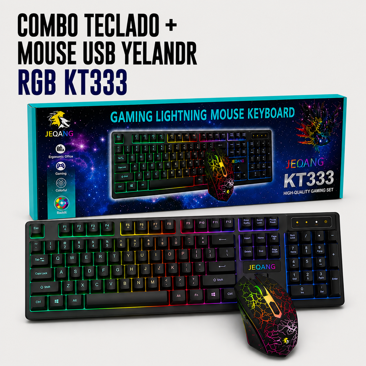 Combo Teclado + Mouse USB Gamer RGB KT333