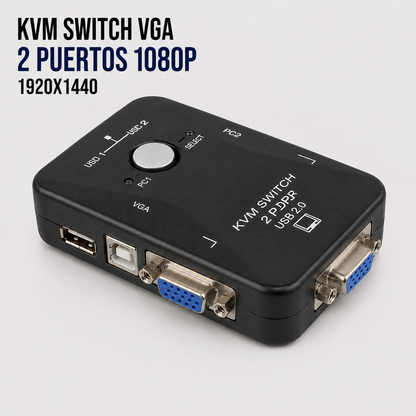 KVM Switch VGA 2 Puertos USB – Full HD 1080P
