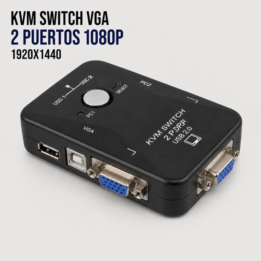 KVM Switch VGA 2 Puertos USB – Full HD 1080P
