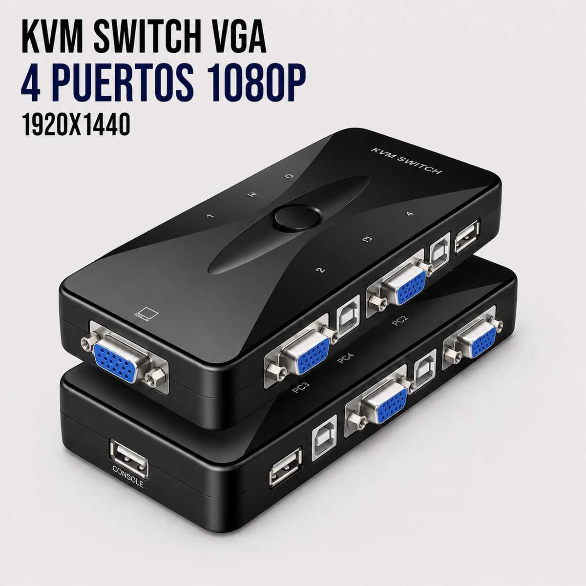 KVM Switch VGA 4 Puertos USB – Full HD 1080P