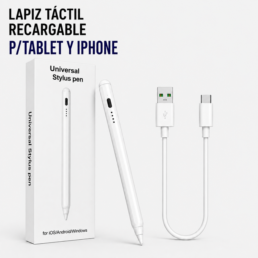 Lápiz Táctil Recargable Universal para Tablet, iPad y Smartphone