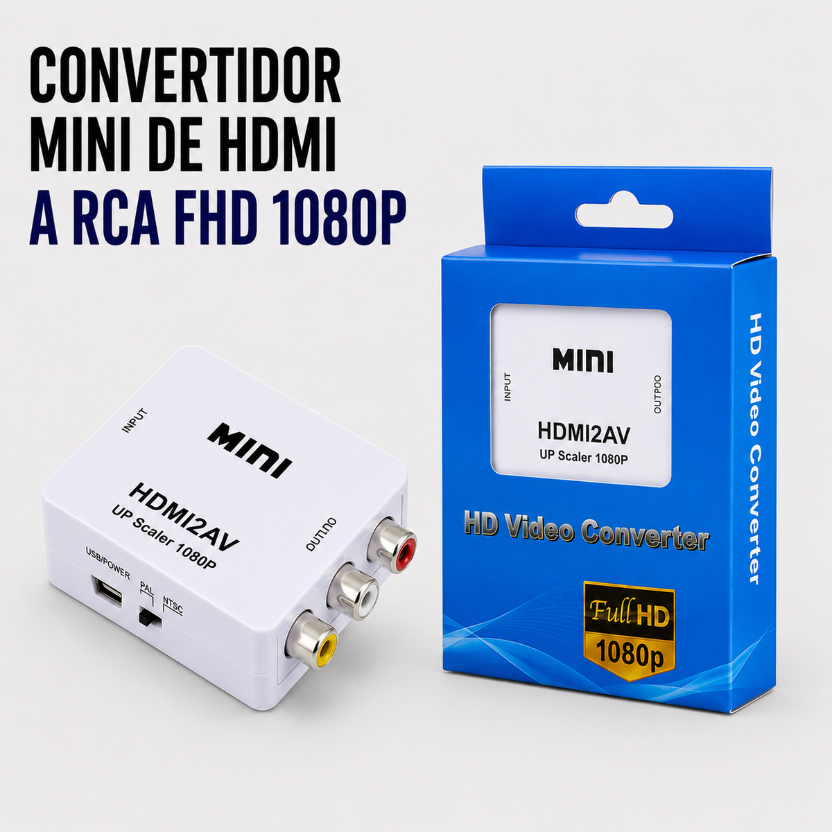 Convertidor Mini HDMI a RCA Full HD 1080P