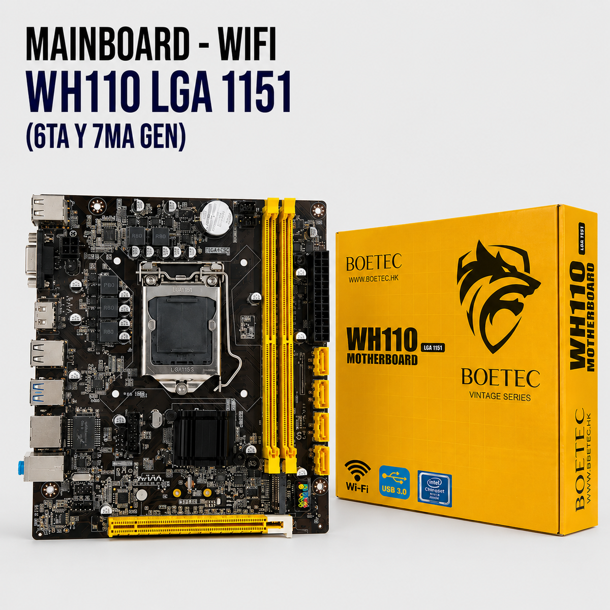 Mainboard Boetec WH110 WiFi – Socket LGA 1151 (Compatible con Intel® 6.ª y 7.ª Generación)