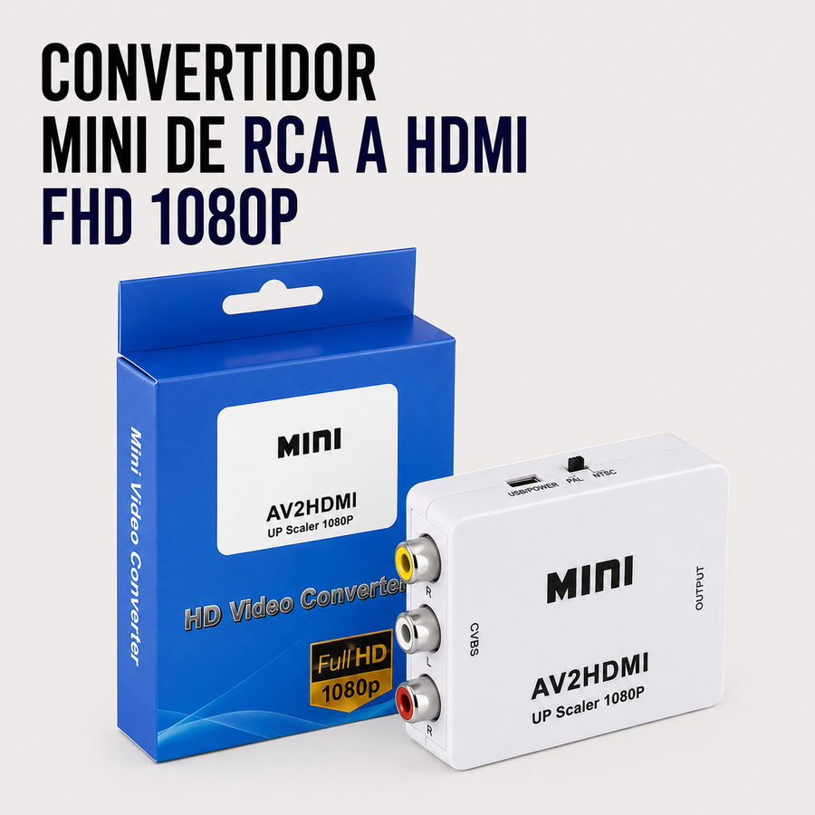 Convertidor Mini RCA (AV) a HDMI Full HD 1080P