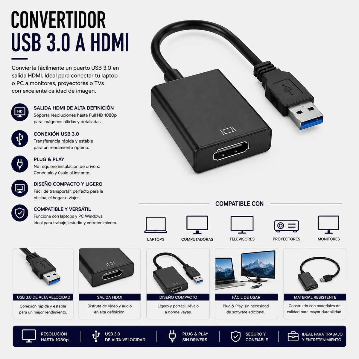 Convertidor USB 3.0 a HDMI