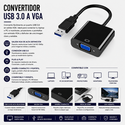 Convertidor USB 3.0 a VGA