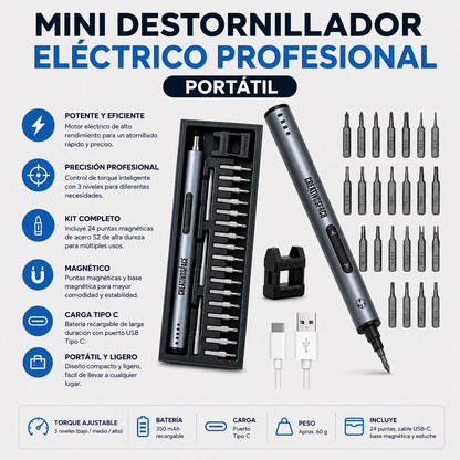 MINI DESTORNILLADOR ELÉCTRICO PROFESIONAL PORTÁTIL