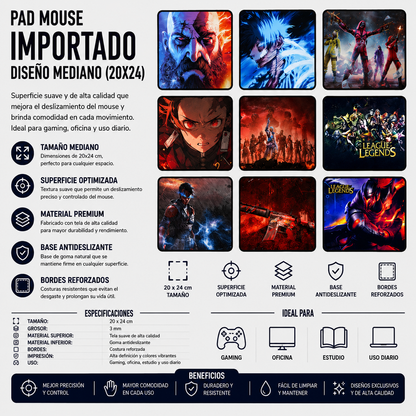 Pad Mouse Importado Diseño Mediano 20 × 24 cm
