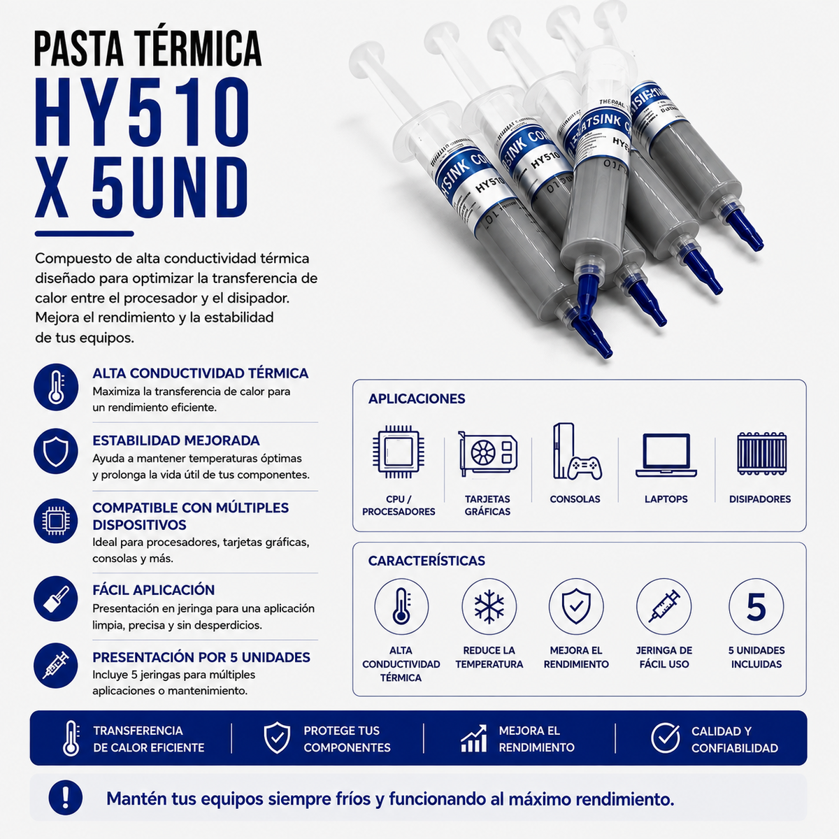 Pasta Térmica HY510 – Pack x 5 Unidades