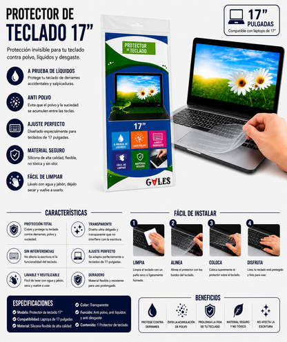 PROTECTOR DE TECLADO PARA LAPTOP DE 17 Pulgadas