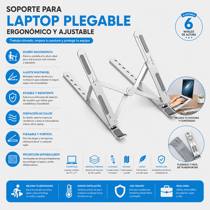 SOPORTE DE ALUMINIO P/LAPTOP 15.6 PULG.