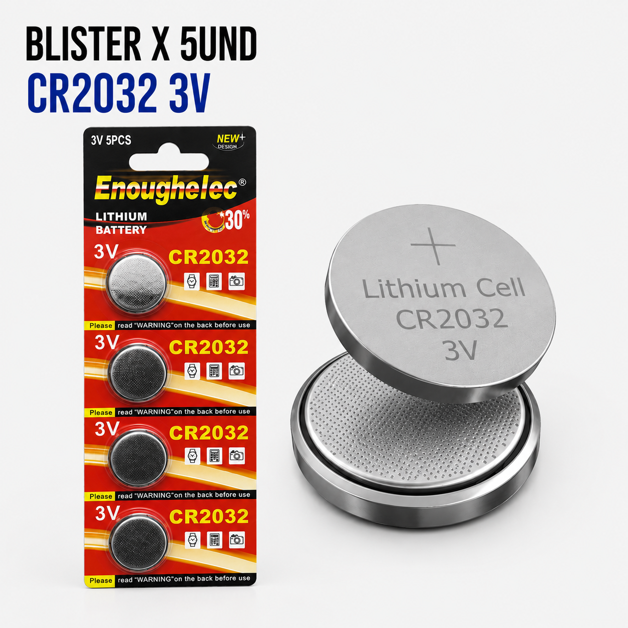 Batería de Litio CR2032 3V – Blíster x 5 Unidades