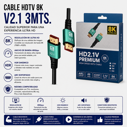 Cable HDMI 2.1 Ultra High Speed 8K – 3 Metros