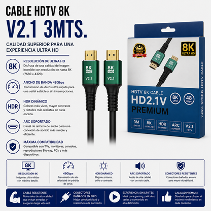 Cable HDMI 2.1 Ultra High Speed 8K – 5 Metros