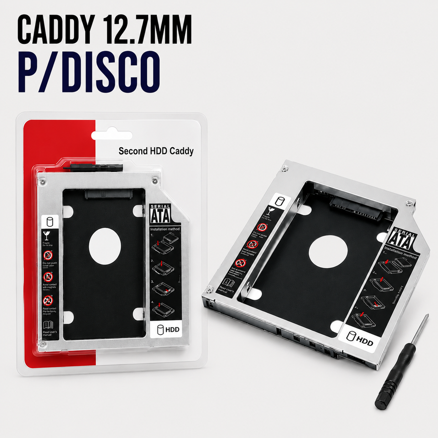 Caddy SATA 12.7 mm para Segundo Disco Duro / SSD de Laptop