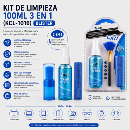 KIT DE LIMPIEZA 100ML 3 EN 1 (KCL-1016) BLISTER